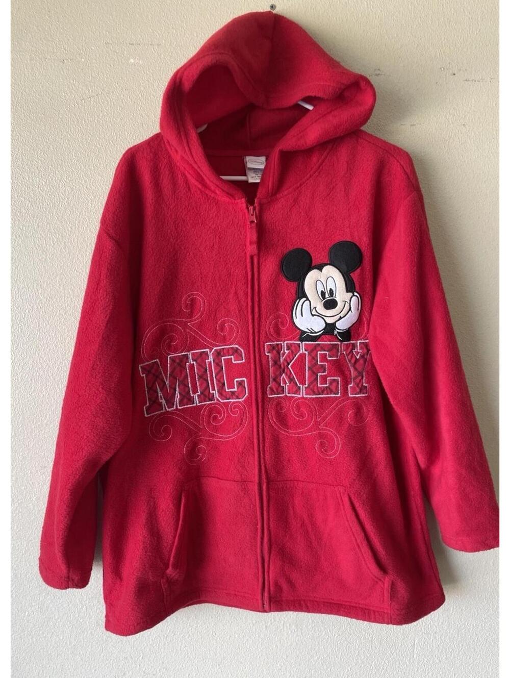 Mickey Mouse 1x Red Hoodie Sweatshirt Full Zip Front  Plus Size